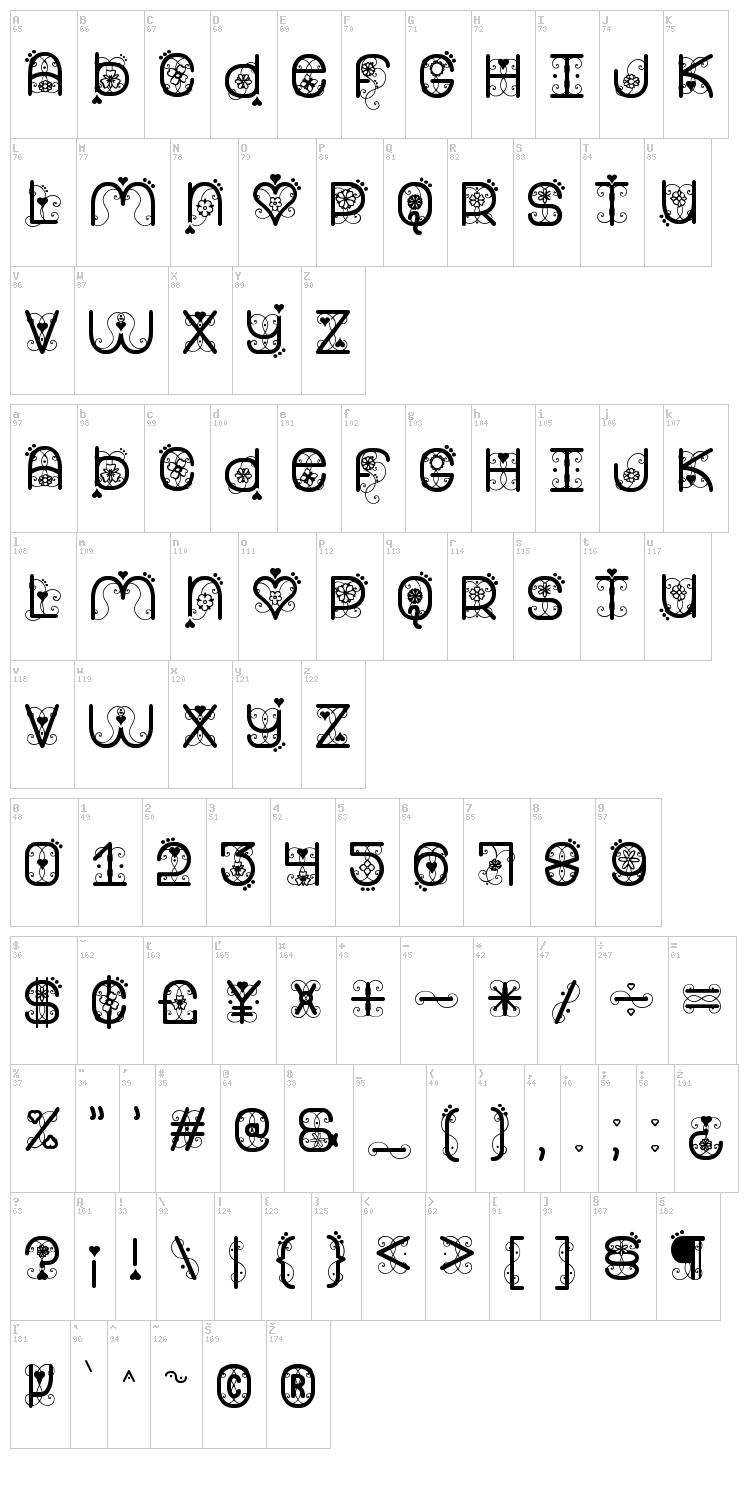 My Valentine Now St font map